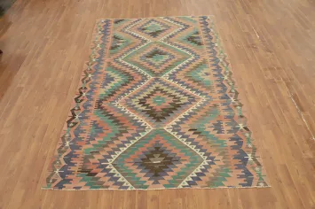 Vegetable Dye Kilim Geometric Area Rug 6x9