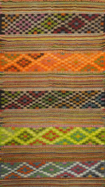 Vegetable Dye Kilim Geometric Wool Area Rug 6x10