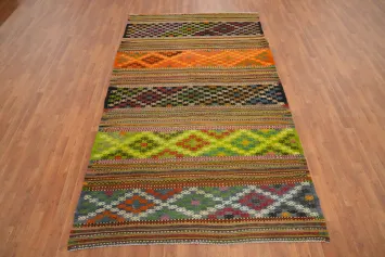 Vegetable Dye Kilim Geometric Wool Area Rug 6x10