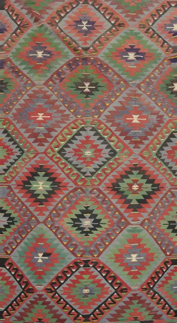 Vegetable Dye Kilim Geometric Wool Area Rug 6x10
