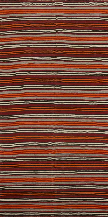 Vibrant Stripes Handmade Wool Kilim Area Rug 5x11