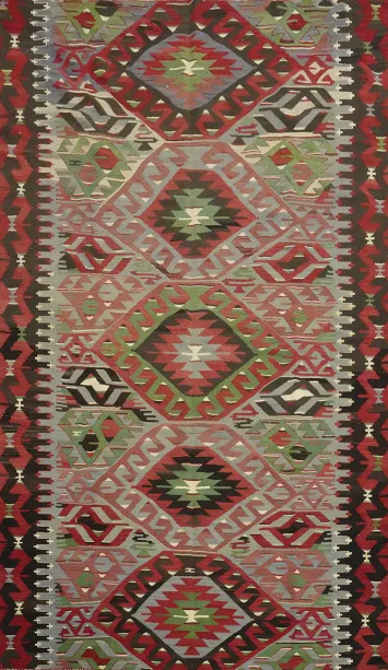 Vegetable Dye Kilim Geometric Area Rug 5x10