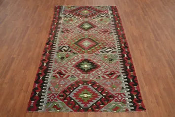 Vegetable Dye Kilim Geometric Area Rug 5x10