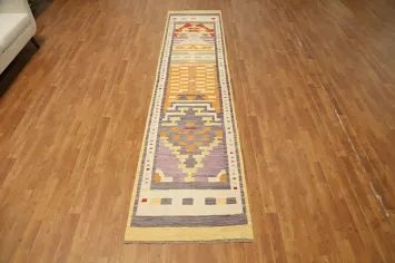 Vegetable Dye Wool Kilim Handwoven Runner Rug 3x12