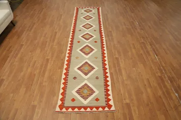 Vegetable Dye Wool Kilim Handwoven Runner Rug 3x12