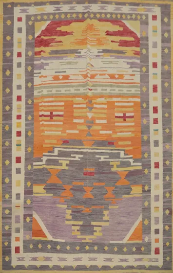 Vegetable Dye Wool Kilim Handwoven Area Rug 10x13