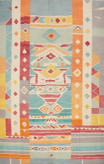 Colorful Geometric Pattern Kilim Area Rug 8x10