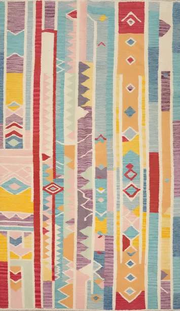 Vibrant Striped Kilim Area Rug 5x8 for Modern Home Decor