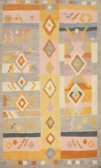 Handwoven Pastel Kilim Area Rug 7x10 for Elegant Interiors