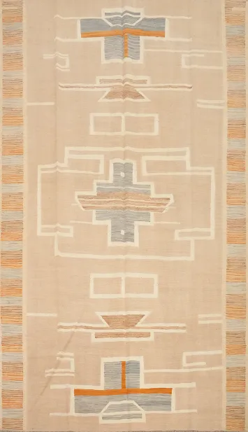 Vegetable Dye Geometric Kilim Handwoven Area Rug 7x10