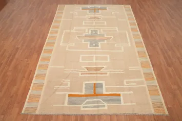 Vegetable Dye Geometric Kilim Handwoven Area Rug 7x10