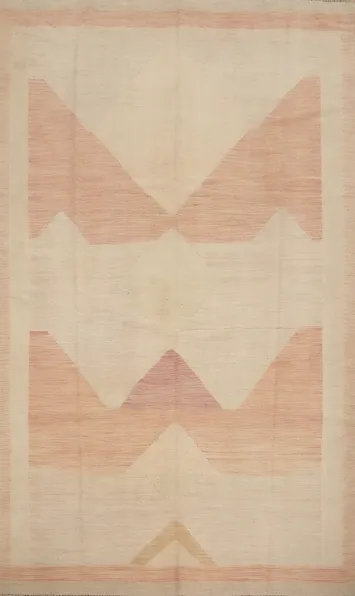 Elegant Minimalist Kilim Area Rug 7x10 with Subtle Geometric Patterns