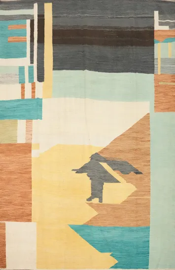 Geometric Elegance Modern Abstract Design Kilim Area Rug 8x10
