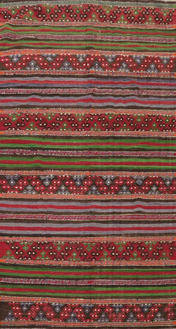 Vegetable Dye Kilim Striped Wool Area Rug 5x10