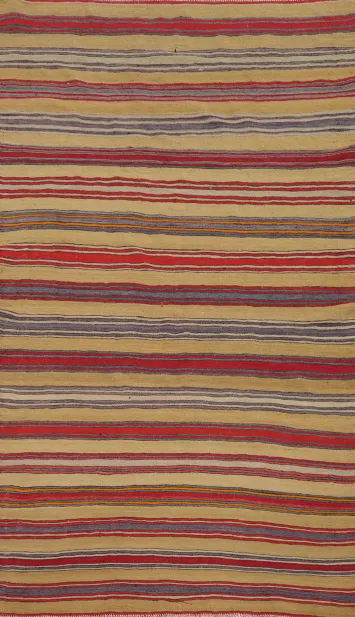 Striped Wool Kilim Vegetable Dye Area Rug 5x9