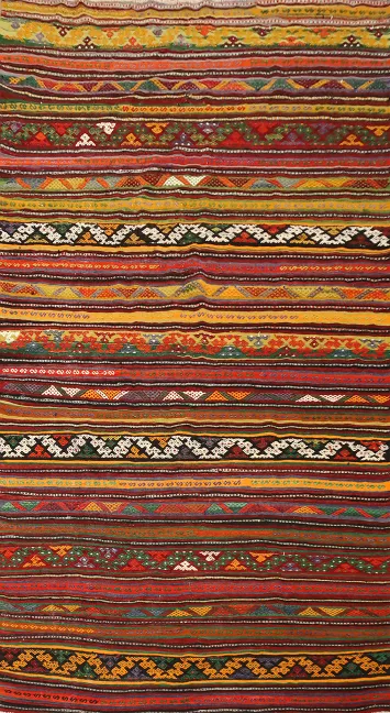 Vibrant Striped Kilim Area Rug 6x11 for Eclectic Home Decor