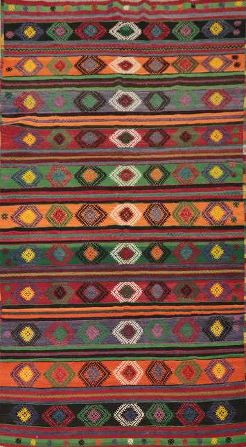 Vibrant Geometric Kilim Area Rug 6x10 for Bohemian Living Rooms