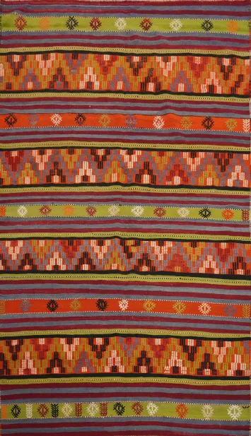 Ethnic Striped Kilim Area Rug 6x9 Rich Hues and Geometric Designs