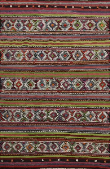Rustic Charm Kilim Area Rug 6x9 with Geometric Designs