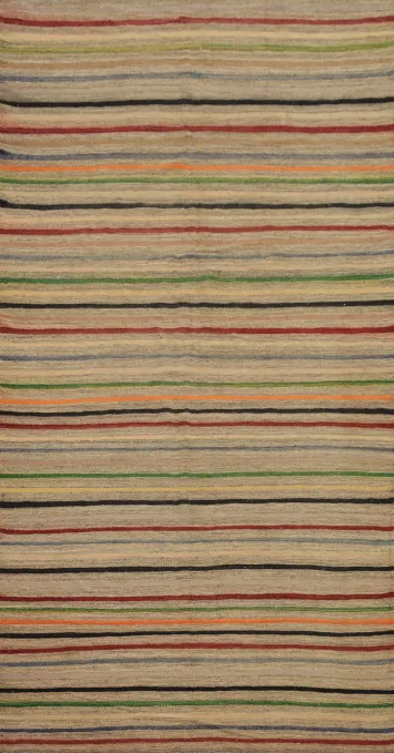 Elegant Striped Kilim Area Rug 6x11 for Modern Living