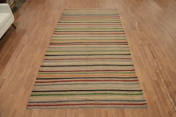 Elegant Striped Kilim Area Rug 6x11 for Modern Living