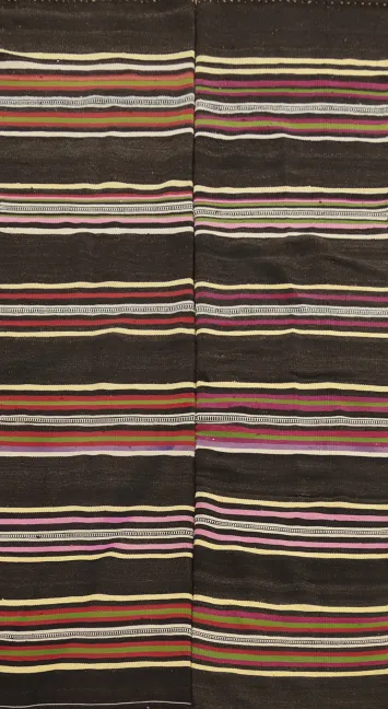 Vintage Charm Striped Kilim Area Rug 5x9 with Earthy Tones