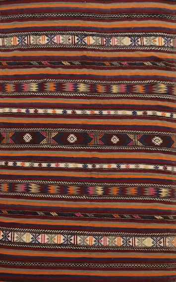 Vibrant Handwoven Kilim Area Rug 6x9 with Rich Geometric Patterns
