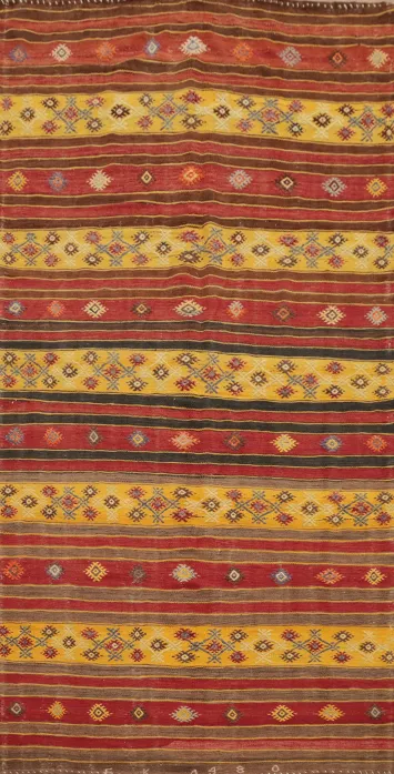 Vibrant Multicolor Striped Kilim Area Rug 5x10