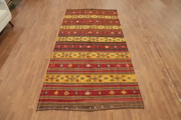 Vibrant Multicolor Striped Kilim Area Rug 5x10