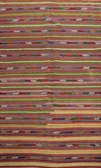 Vibrant Stripes Textile Art Kilim Area Rug 5x8 for Home Decor