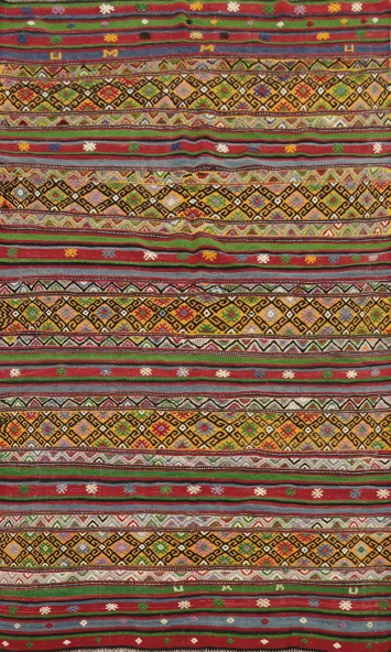 Vegetable Dye Kilim Turkish Area Rug 5x8