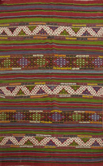 Tribal Geometric Kilim Vegetable Dye Rug 5x7
