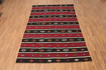 Vegetable Dye Kilim Turkish Area Rug 6x9