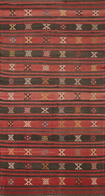 Striped Kilim Vegetable Dye Area Rug 5x9