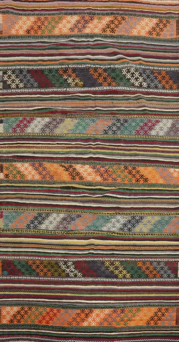 Flat Weave Kilim Vegetable Dye Area Rug 6x11