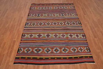 Vegetable Dye Kilim Turkish Area Rug 6x8