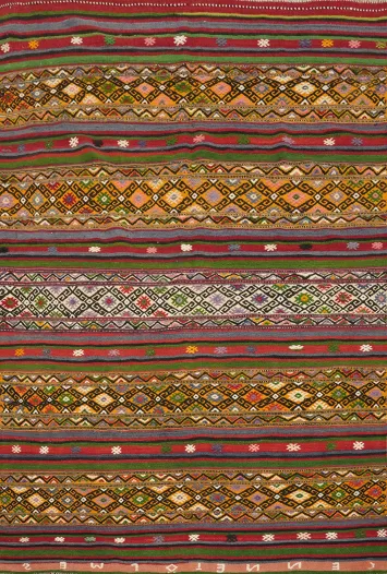 Vegetable Dye Kilim Geometric Wool Rug 5x7