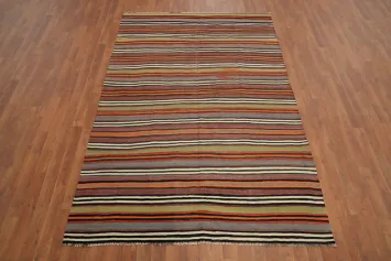 Flat Weave Kilim Vegetable Dye Area Rug 5x8