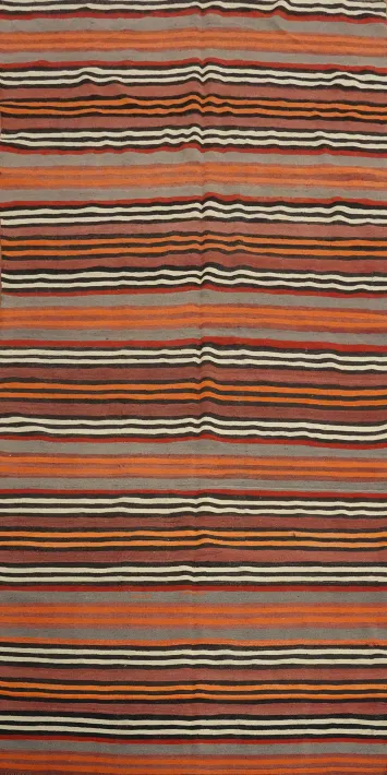 Vegetable Dye Kilim Striped Wool Area Rug 5x10