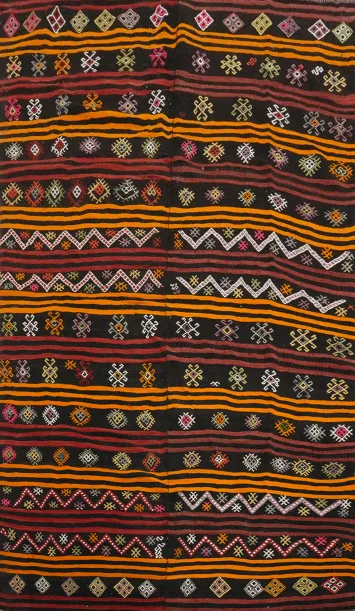 Multicolored Tribal Kilim Area Rug 7x10 for Eclectic Spaces