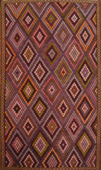 Vegetable Dye Kilim Geometric Wool Area Rug 6x10