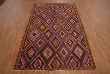 Vegetable Dye Kilim Geometric Wool Area Rug 6x10
