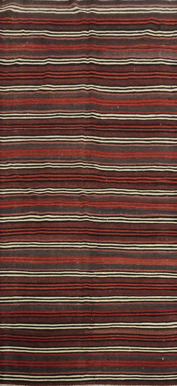 Vegetable Dye Kilim Striped Wool Area Rug 5x11