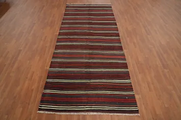 Vegetable Dye Kilim Striped Wool Area Rug 5x11