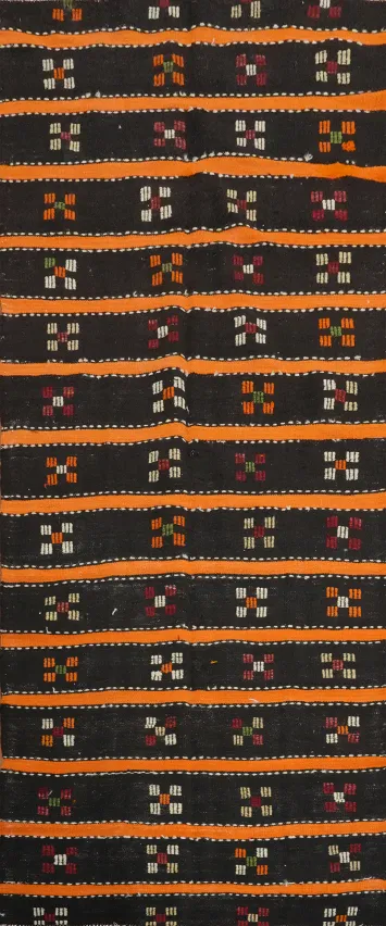 Ethnic Kilim Runner Rug 4x10 with Colorful Geometric Patterns