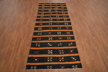 Ethnic Kilim Runner Rug 4x10 with Colorful Geometric Patterns