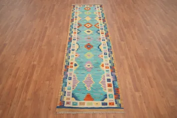 Southwestern Kilim Runner Rug 3x9 With Dynamic Diamond Designs