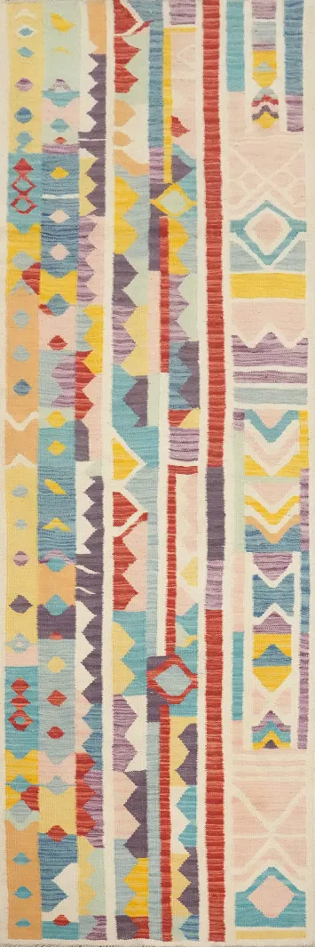 Vibrant Stripes Kilim Runner Rug 3x10 for a Modern Home Decor