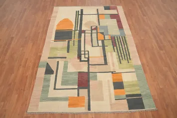 Modern Abstract Geometric Kilim Area Rug 6x8 for Stylish Interiors