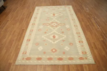 Vegetable Dye Geometric Kilim Handwoven Area Rug 5x8